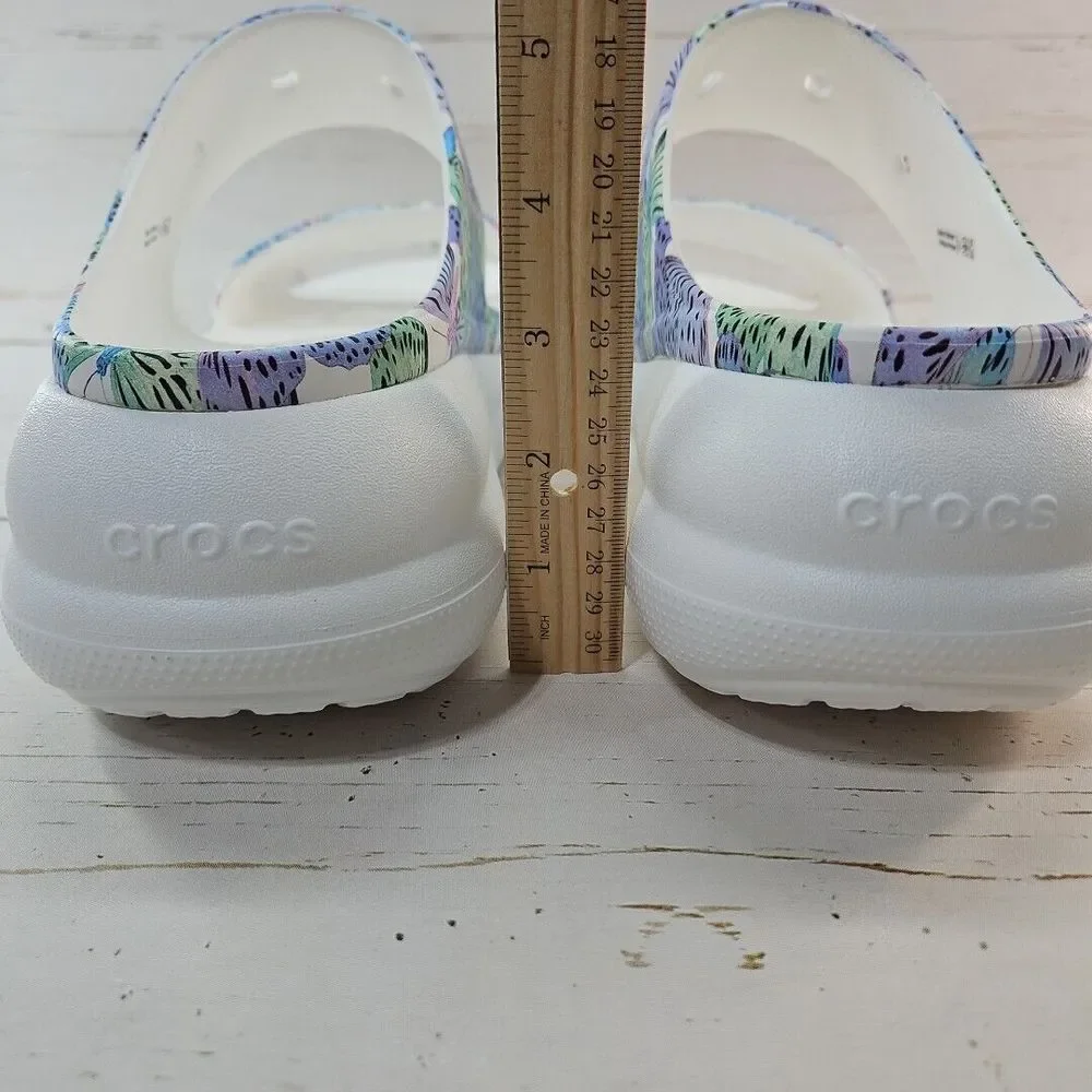 Crocs Classic Crush Butterfly Platform Heel Slip On Sandals Shoes M11 W13 Purple